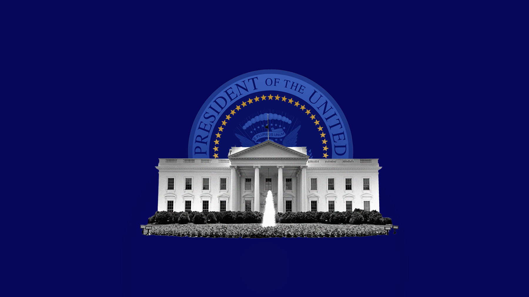 Image of the White House with president's seal