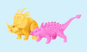 Illustration of two colorful dinosaurs