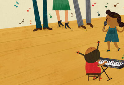 Teaching Tolerance illustration of young girls playing for an adult audience