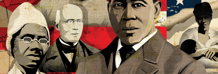 Illustration of notable people from the United States' past.