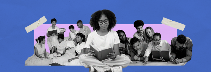 collage of images of young people from history and present