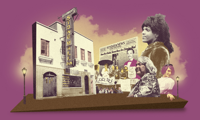 Collage of locations and people having to do with Stonewall.