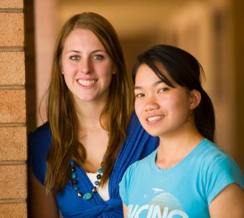 Students Kristin Busby and Amy Boudsady