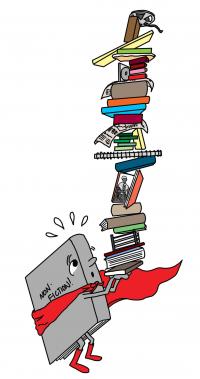 Teaching Tolerance illustration of Non Fictional book balancing loads of information